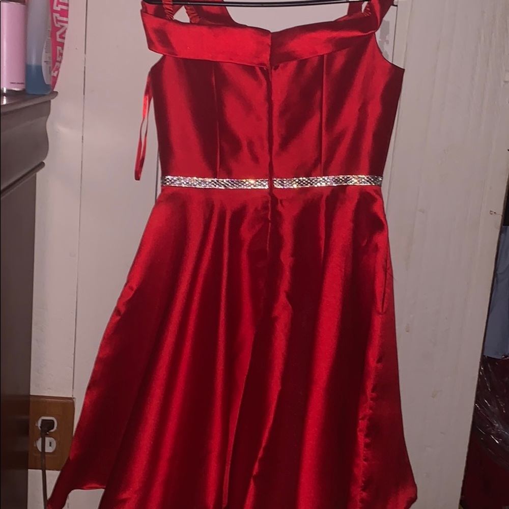 Beautiful Red Party Dress with Jeweled Belt !